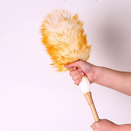 Lyvqzpwlr Outil de Nettoyage de Poussière, Plumeau à Plumes pour Travaux Ménagers, Manche en Bois, Nettoyeur de Stores, Purificator, Brosse, Outil de Nettoyage, Laine d'Agneau pour Le Nettoyage des Véh - Image 5