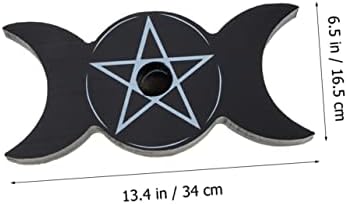 Bougeoir Lune Triphasé Décor en Bois Chandelier Pentagramme Plateaux en Bois Bougeoirs en Bois Bougeoirs à Planche Parlante Appliques noirs Tasse de Bougie Pentacle - Image 3