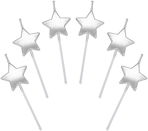 Bougie D'Anversaire en Forme d'Étoile, 6 PCS Bougies Deco de Gâteau pour les enfants et adultes Accessoires de décoration de gâteau pour la fête d'Aniversaire et Mariage Argent