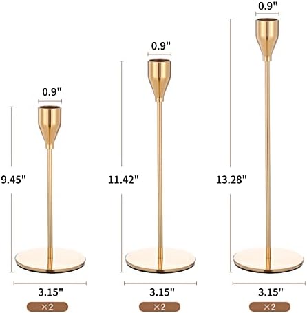 CHANDELIER DE 6 PCS, BOUGEOIR DOÉ CONVIENT AUX BOUGIES ÉPAISSES DE 3/4 POUCES ET BOUGIES LED, BOUGEOIR LET BOUGIE CONIC - Image 3