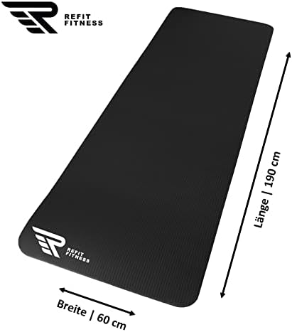 Refit Tapis de Fitness | 1,5 cm | Antidérapant | Protège Les Articulations | Extra Épais et doux | Dimensions 183 cm x 61 cm x 1,5 cm | avec dragonne pratique - Image 2