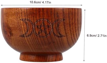 Alipis Bol en Bois AVEC Symbole du Pentacle Décoration de Bougie Bol Lunaire pour les rituels Soutien Dencens Accessoire - Image 2