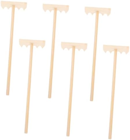 Yardenfun Mini Râteau pour Jardinage Ensemble de 6 pièces Mini Râteau à Sable pour table Kit Doutils de Jardin Miniatures