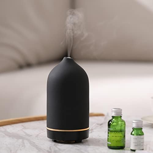 DIFFUSEUR D'ARÔMES POUR HUILES Essentielles, 120 ml de Qualité Supérieure, Humidificateur à Ultrasons, Difffuseur d'Huiles Essentielles en Céramique, Bureau, Spa (Noir) - Image 4