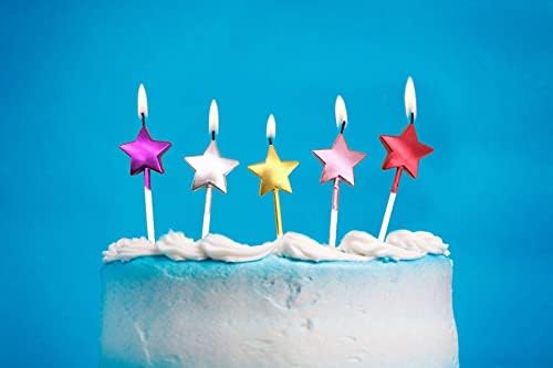 Bougie D'Anversaire en Forme d'Étoile, 6 PCS Bougies Deco de Gâteau pour les enfants et adultes Accessoires de décoration de gâteau pour la fête d'Aniversaire et Mariage Argent - Image 3