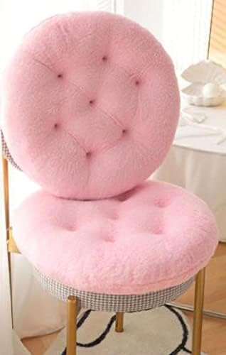 Smiupin Coussin de chaise confortable en laine d'Agneau, Coussin de Sieège de Chaise Doux et Pelucheux, Coussin de Siège pour la méditation à la Maison et au Bureau (35cm, Rond-Blanc) - Image 2