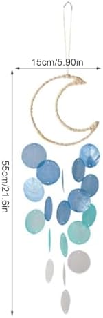 Shells Wind Chime - Blue Shell Wall Decor, Coastal Wind Chimes | Carillons de Venture Suspendus au style Lune, Relaxants de Carillons de Coquille apaisante pour Le Jardin, La Cour, Le Balcon, Le Porche - Image 6