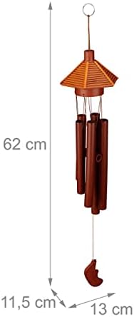 RELOSTDAYS Carillon à Vent en Bambou, Rappelle Les Petites Cabanes, HLP 62x11,5x13 cm, verse Interieur & Extrerieur, Marron - Image 4