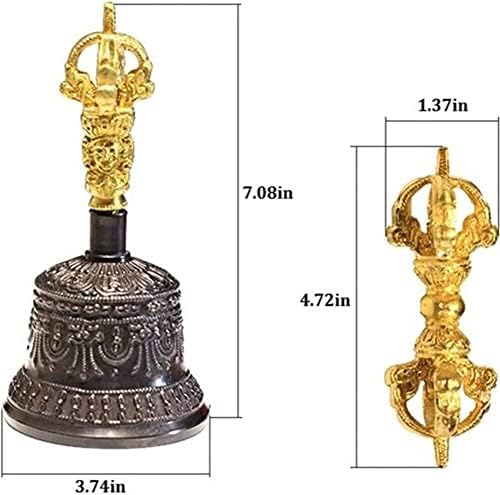 Cloche de Méditation, Cloche à Main Tibétaine, Cloche d'Invocation à Manivelle pour la Méditation, Le Ritual, La Prière et Comme Bouddhiste - Image 2