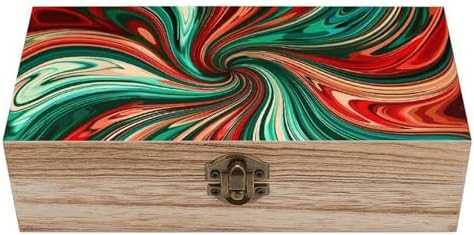 Nwtpk boîte de rangement en bois - motif tourbillon psychédélique - boîte à souvenirs - boîte décoratif pour loisrs créatifs et décoration de chambre