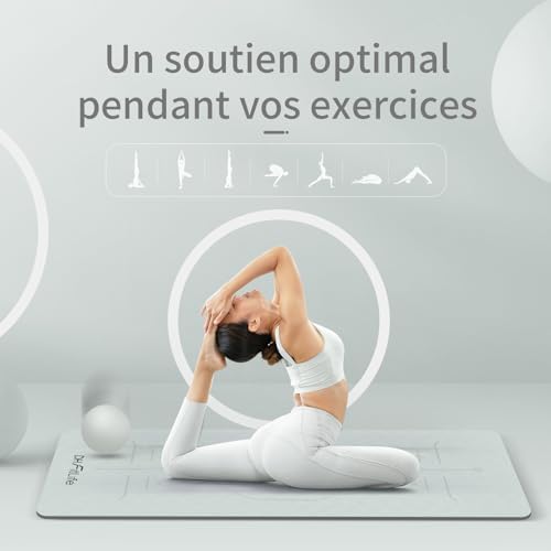DH Fitlife Tapis de Yoga en TPE, 183 x 61 x 0,6 cm, Tapis de Gymnastique, Antidérapant et écologique des dettes Côtés, Tapis de Fitness Avec Lignes d'orientation - Image 5