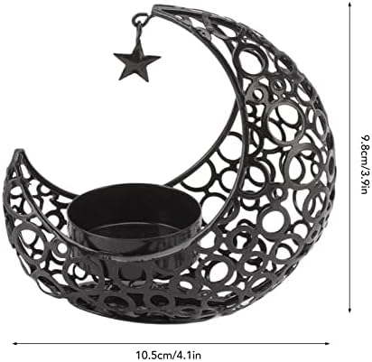 Bougeoir Lune en Fer, Décoration de Table Verser Mariage, Noël, Salle à Manger, Table Basse (Noir) - Image 8