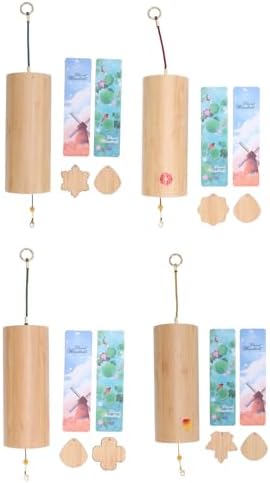 Carillon à Vent en Bambou 4 Pièces, Ensemble de Carillons à Vent Cadg, Carillons de Méditation apaisants émotionnels, Carillons décoratifs exterieurs Suspendus pour Jardin, - Image 9