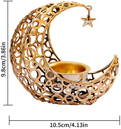 Bougeoir en Métal pour le Ramadan - Bougeoir en Forme de Lune - Décoration de Table - Doré - Image 2