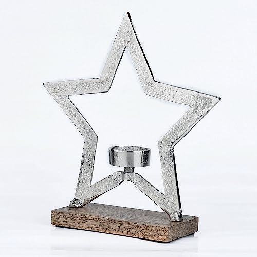 Marrakech Photophore décoratif xxl en forme d'hétoile 25 cm - objet décoratif star 1 commission décoration de table - argente