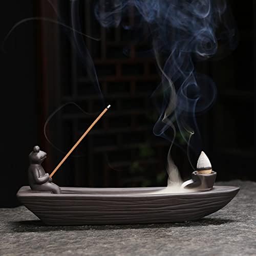 Changwanna Porte Encens Cascade Grenouille - Bateau Brûleur Encens Baton Avec 12 Encens Cone & 45 Agarwood Bâtonnets d'Ences Pour Accessoire De Zen Decoration Salon Fontaine Interieur Yoga Meditation - Image 2