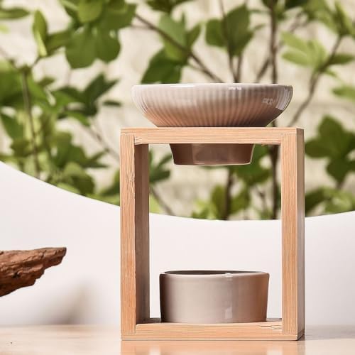 Brûle Parfum Yona - Brûleur Fondant Cire Parfumée - Difffuseur Huile Essentiellle et Parfum d'Ambiance - Bougeoir Aromathérapie Porte Bougie en Bois et CéraMique DÉCORATIF - HAUTEUR: 12 CM - ZEN'Arôme - Image 8