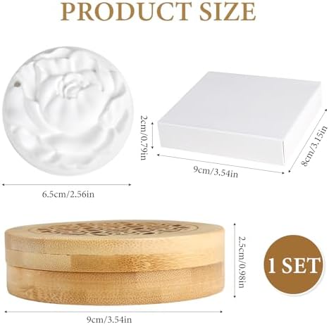 Diffuseur d'Huiles Essentielles en Plâtre Avec Boîte à Parfum en Bois, Parfum Galet DiFfuseur Huiles Essentielles Voiture Assainissseur d'Air Aroma (D) - Image 6