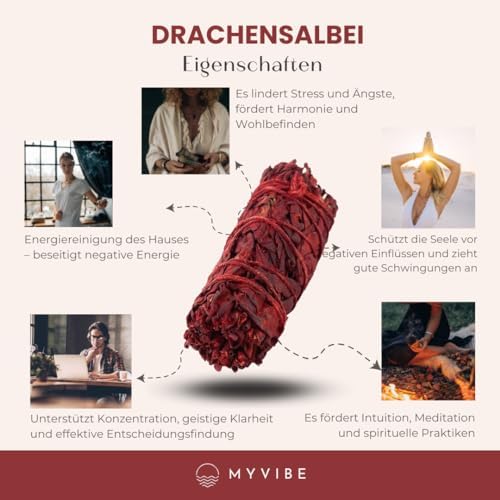 Myvibe Encens - Encens Saugeà Brueler - Bâton d'Encens Parfumé - Naturel, Sans aunun additif - Sang de Dragon - Sauge Rouge 1 Pièce. Et Sauge Blanche 1 pc. Ensemble - Image 4
