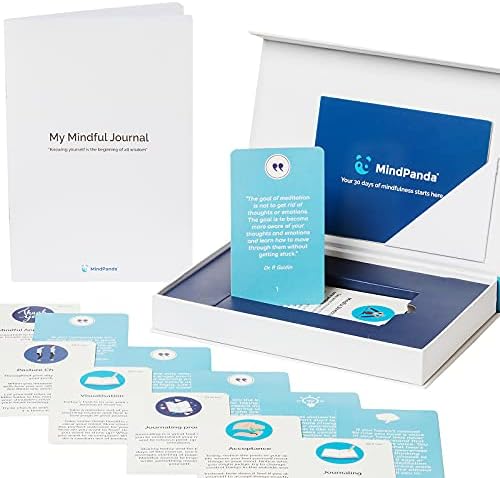 MINDPANDA 30 Jours de Pleine Conscience - 35 Cartes de Thérapie Autonomisante pour la méditation et autosoins | Découvrez un Nouvel Exercice de Pleine Conscience Chacun Jour | Journal Guidé (Variation 2)
