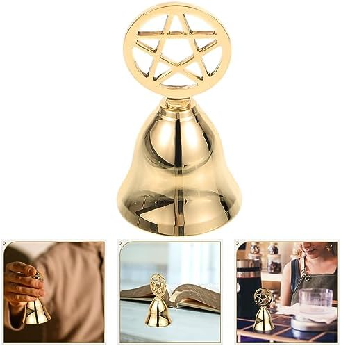 Pretyzoom 4 Pièces pentagramme Laiton Cloche de Service Cloche de Table Tarot Cérémonie entourant Petite Cloche Dorée Cloche de Divination Cloche de Poche pour ritual pentagramme - Image 2