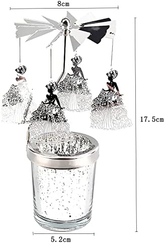 Surakey Chandelier Bougeoir Doré Chandelier vintage en fer forge Avec Plateau en verre Carrousel bouge - Image 6