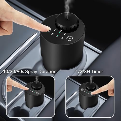 Diffuseur sans eau pour les huiles Essentielles, battant la batterie ， la technologie des ultrasons, le diffuseur de voitures, l'alliage en aluminium noir - Image 5
