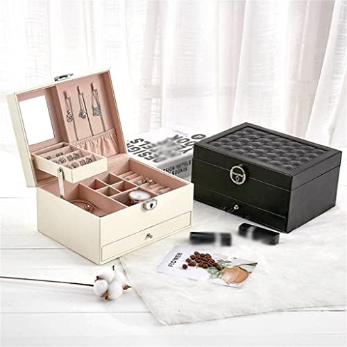 Ozbme boîte à bijoux en cuir version coréenne, boîte à bijoux à tiroir multicouche monochrome, boîte de rangement pour cosmétiques - Image 3