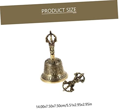 Totority 1 Jeu Vajra Bouddhiste Carillon Décoration du Temple Cloche Cloche de Porte Salon Décoration Feng Shui Cloche Vajra à Cinq Brins Clochette Bouddhique Cuivre Golden - Image 2