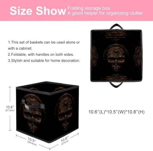 Vapokf boîte de rangement pliable en tissu cube avec poignées couler des joués, vêts, livres, pancarte, chambre, maisons - rituel mystique antique de la mort - Image 2