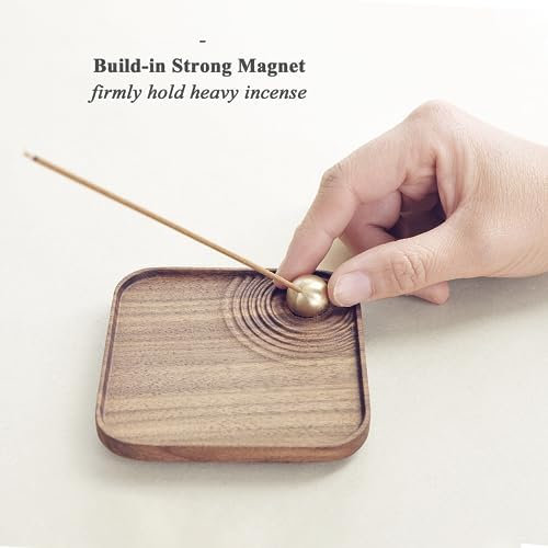Seedwave Magnétique Porte Encens Baton, angle de support réglable Encens en Bois de Noyer, Brûleur d'Encens Ondulé pour la décoration de la Maison, La Méditation et le Yoga - Image 3