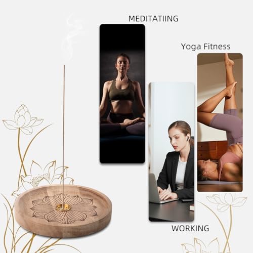 Porte-Encens Lotus en Bois, Porte Encens, Porte-Encens Lotus en Noyer, Porte Encens AVEC ATTRAPE CENRES, pour la décoration Interieure, La Méditation et le Yoga - Image 7