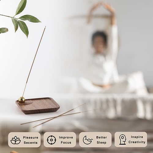 Seedwave Magnétique Porte Encens Baton, angle de support réglable Encens en Bois de Noyer, Brûleur d'Encens Ondulé pour la décoration de la Maison, La Méditation et le Yoga - Image 7
