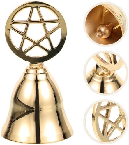 Pretyzoom 4 Pièces pentagramme Laiton Cloche de Service Cloche de Table Tarot Cérémonie entourant Petite Cloche Dorée Cloche de Divination Cloche de Poche pour ritual pentagramme - Image 4