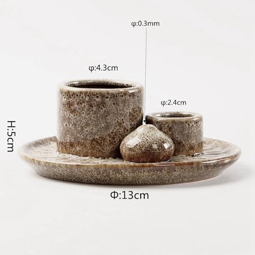 Bol d'Encens 4 en 1 pour chaque encens, encens, Palo Santo, Sauge Blanche, Bâtons d'Encens et Bougeoir, Plateau en Céramique pour la salle de méditation, Yoga (Marron Clair) - Image 2