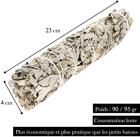Baton Sauge Blanche à Bruler Salvia Apiana 95gr + Bois Palo Santo - Sauge Blanche Purification A Bruler Naturel - Fumigation et Ritual de purification Maison - Image 4