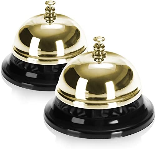 Robin Goods® 2x Cloche de Réception, Cloche de Table Avec Un Son Clair, Cloche de Table Dories pour comptoirs dans les Hôtels, Bars, Cabinets MédicAUX, ÉCOLES (2 pièces - Couleur ou)