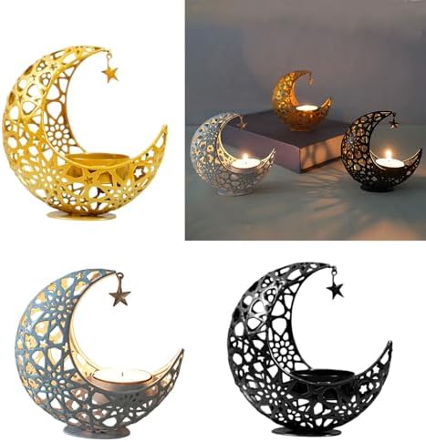 Bougeoir en forme de lune du milieu moderne pour la décoration de Noël ou de mariage - Image 2