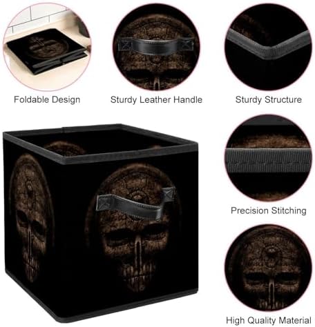 Vapokf boîte de rangement pliable en tissu cube avec poignées couler des joués, vêts, livres, pancarte, chambre, maisons - rituel mystique antique de la mort - Image 4