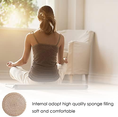 Rehomy pouf tatami coussin de siège 40 cm rond pouf tatami coussin de sol pelle méditation tapis de yoga doux - Image 3