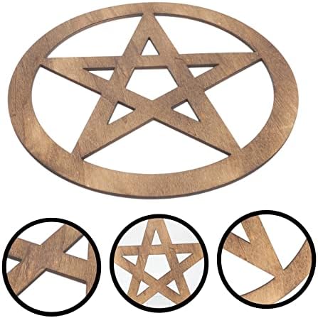 Cabilock Tuile D'autel en Bois sculpture de pentacle style vintage Décoration d'Intérie - Image 8