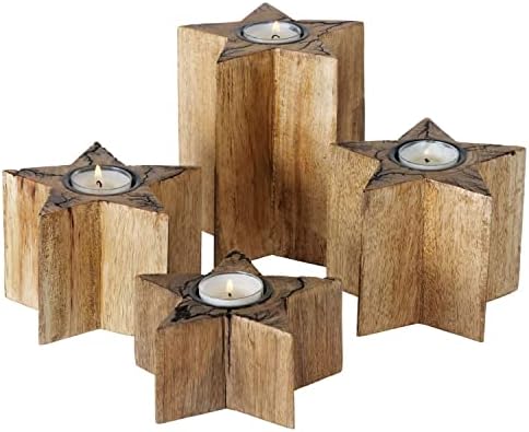 Boltze Lot de 4 Photophores Percha Forme d'Étoile H19 CM H15 cm bouge