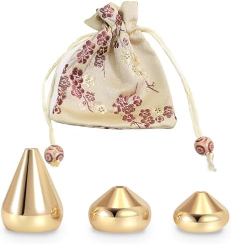 Beylab Goutte d'Eau Laiton 3 Pièces Porte-Bâtres d'Encens Avec Support de Sac de Rangement Brûleur d'Ences Petit Brûleur d'Encens BâTons d'Ences
