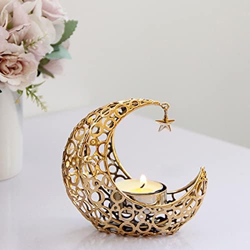 Bougeoir en Métal Lune Dorée, lustre romantique moderne anti-stress, Candélabre en Forme de Lune pour chambre à coupe - Image 9