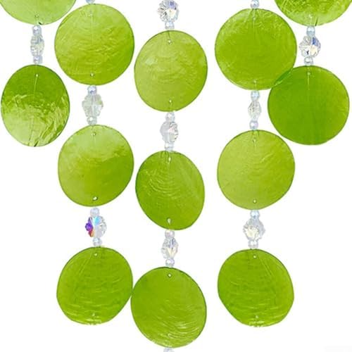 Carillon à Vent Artisanal Avec de Beaux Coquillages et apaisant pour les Cristaux (Vert) - Image 5