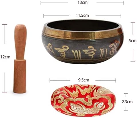Exqline bol chantant tibétain avec artisanal coussin et mailet, couler yoga méditation prière relaxation soulagement de stress et anxiÉté guérison par le chakra, décoration de Maison, cameau exquis - Image 7