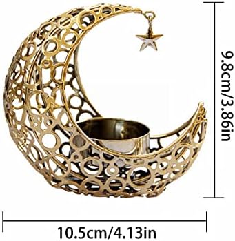 Photophore en verre en forme de lune, bougeoir en motal en forme de lune, bouge du décoratif coule de table, 10 x 9 cm, accessoires de Bureau sympas (Doré, tiille unique) - Image 6