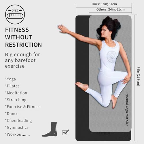 Cambivo Tapis Yoga TPE 213cm x 81cm x 6 mm, tapis de sport antidérapant, tapis de yoga matym wet Pilates, fitness, Sport Maison, méditation - Image 2
