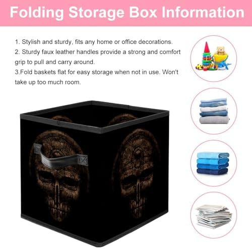 Vapokf boîte de rangement pliable en tissu cube avec poignées couler des joués, vêts, livres, pancarte, chambre, maisons - rituel mystique antique de la mort - Image 3