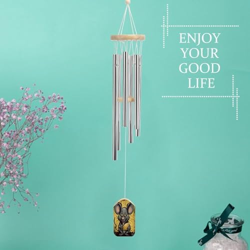 Carillon éolien pour l'Eltterieur, le rat giga un Morceau de Fromage - Tons Méloquiques apaisants - Carillon à ventilateur pour extérieur, terrasse, Maison ou Jardin - 6 tubes en alliage d'aluminium - 52,1 cm - Image 6
